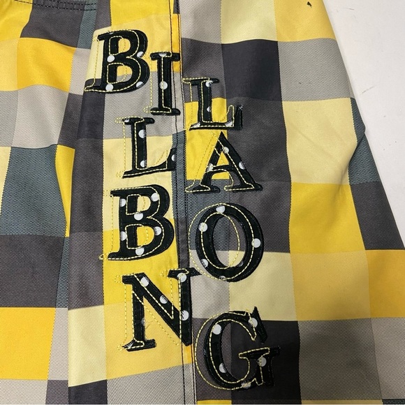 Billabong Boys Swim Trunks Board Shorts Yellow/Black Check Size 7 - Picture 3 of 9